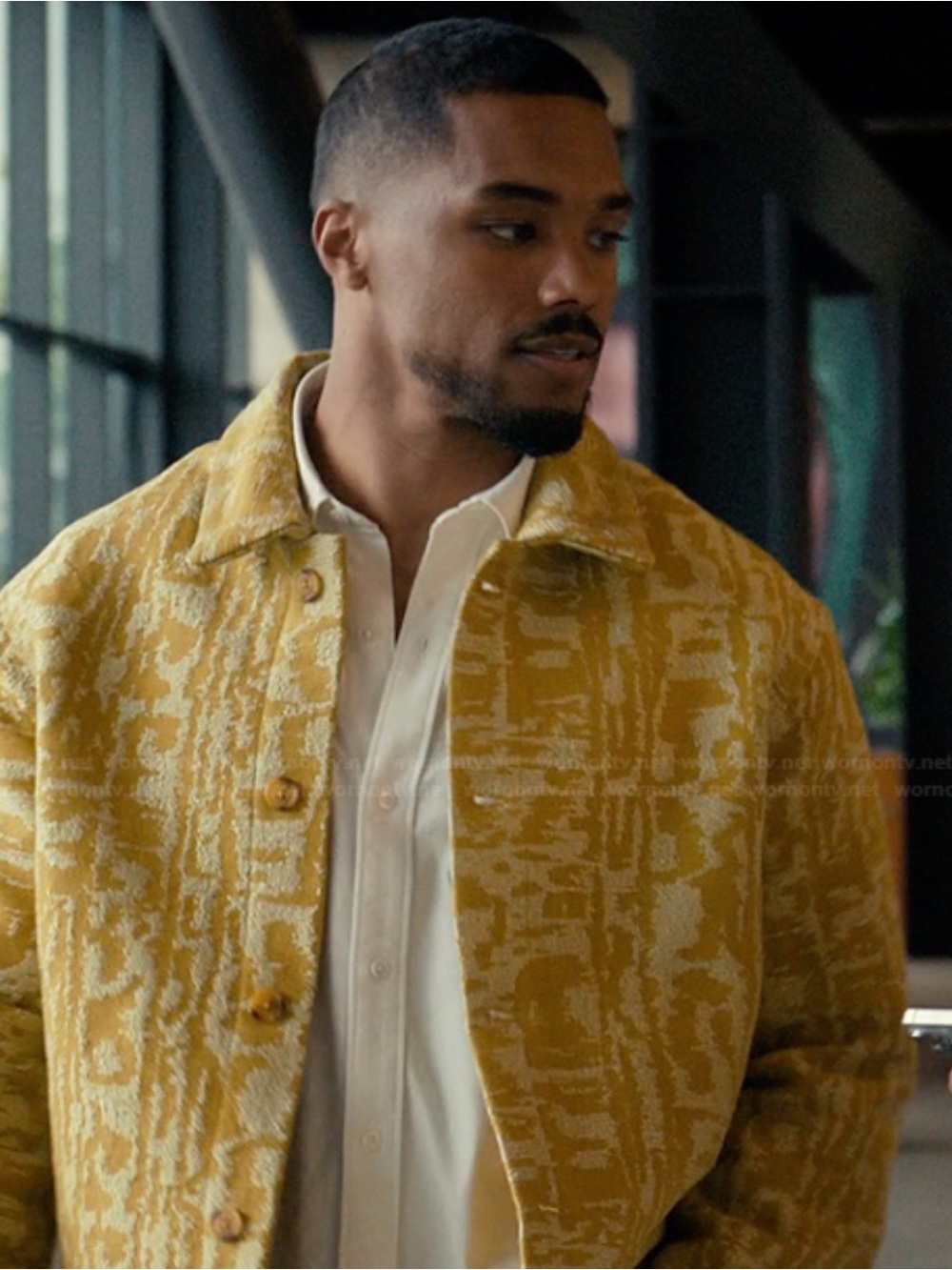 Zara Mens Jacquard Abstract Yellow Overshirt Jacket S As Seen On TV